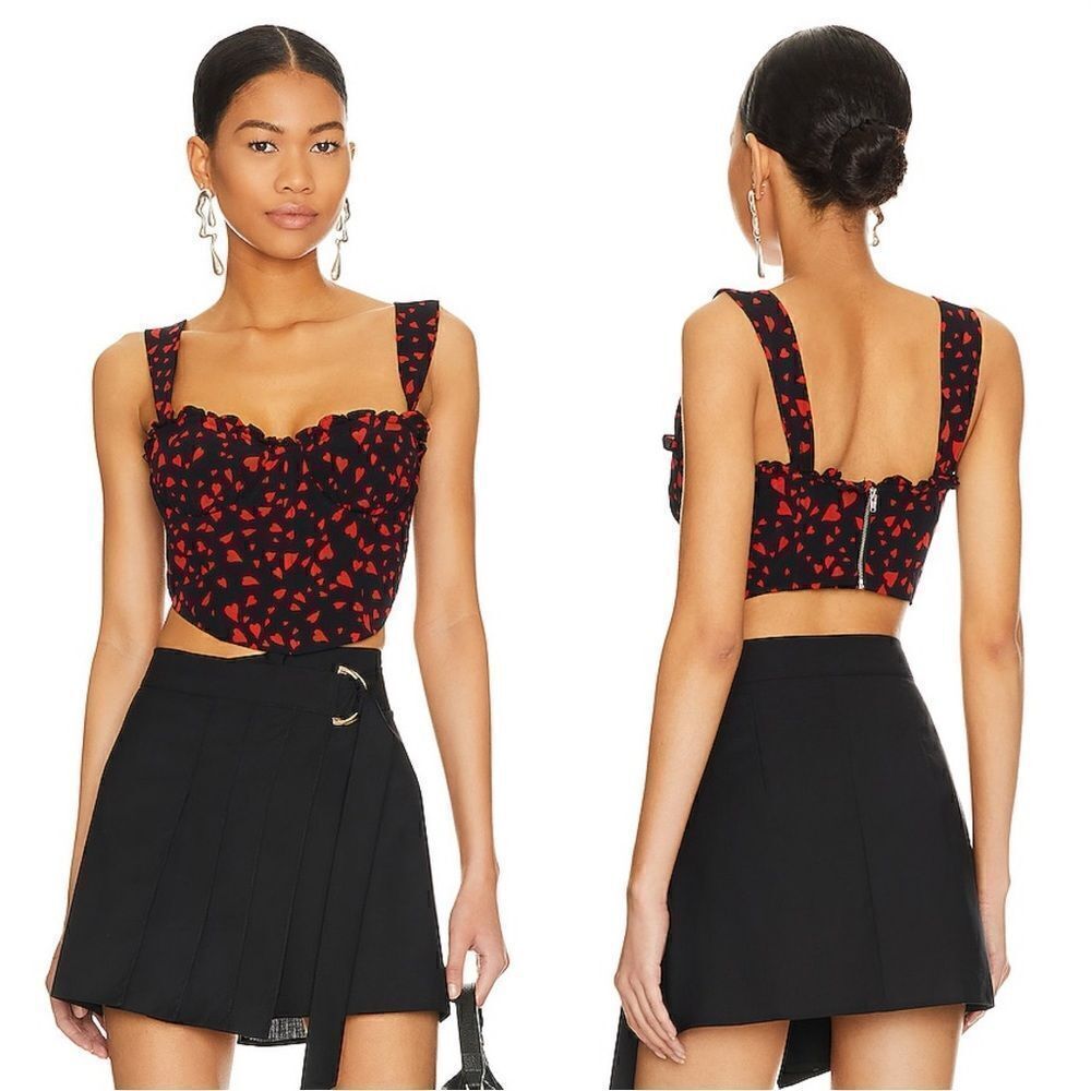 NWT Lovers and Friends Stacy Hearts Black Red Tank Top Size S